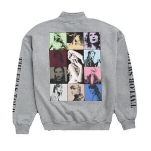 Taylor Swift Womens Fleece Quarter Zip Pullover Eras‎ Tour Sweatshirt 2XL Gray